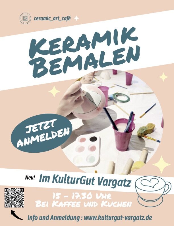 Flyer: Keramik bemalen im Kulturgut Vargatz